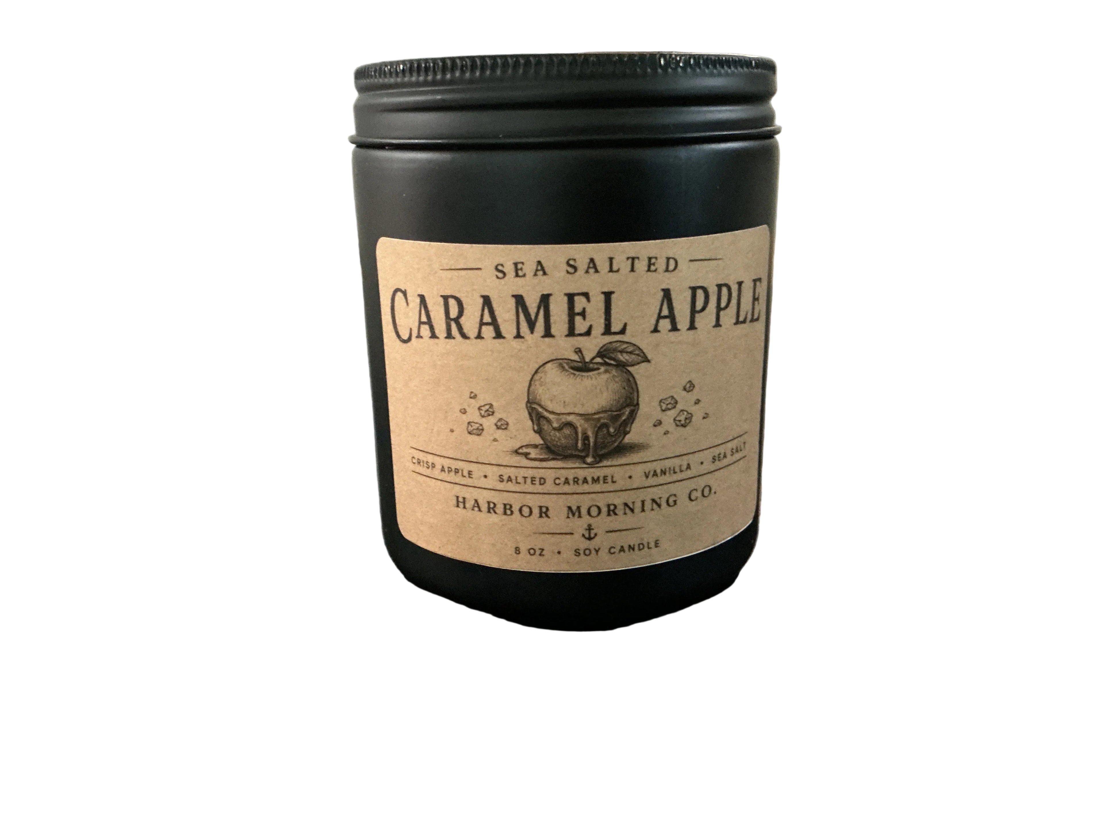 Sea Salted Caramel Apple 8 oz soy candle by Harbor Morning Co.