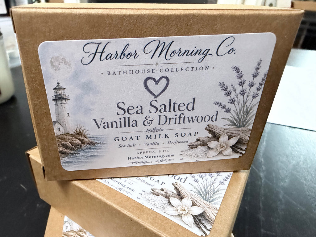 Sea Salted Vanilla & Driftwood | Goat Milk Soap | Ocean Air, Driftwood & Soft Vanilla | Handmade by Harbor Morning Co.