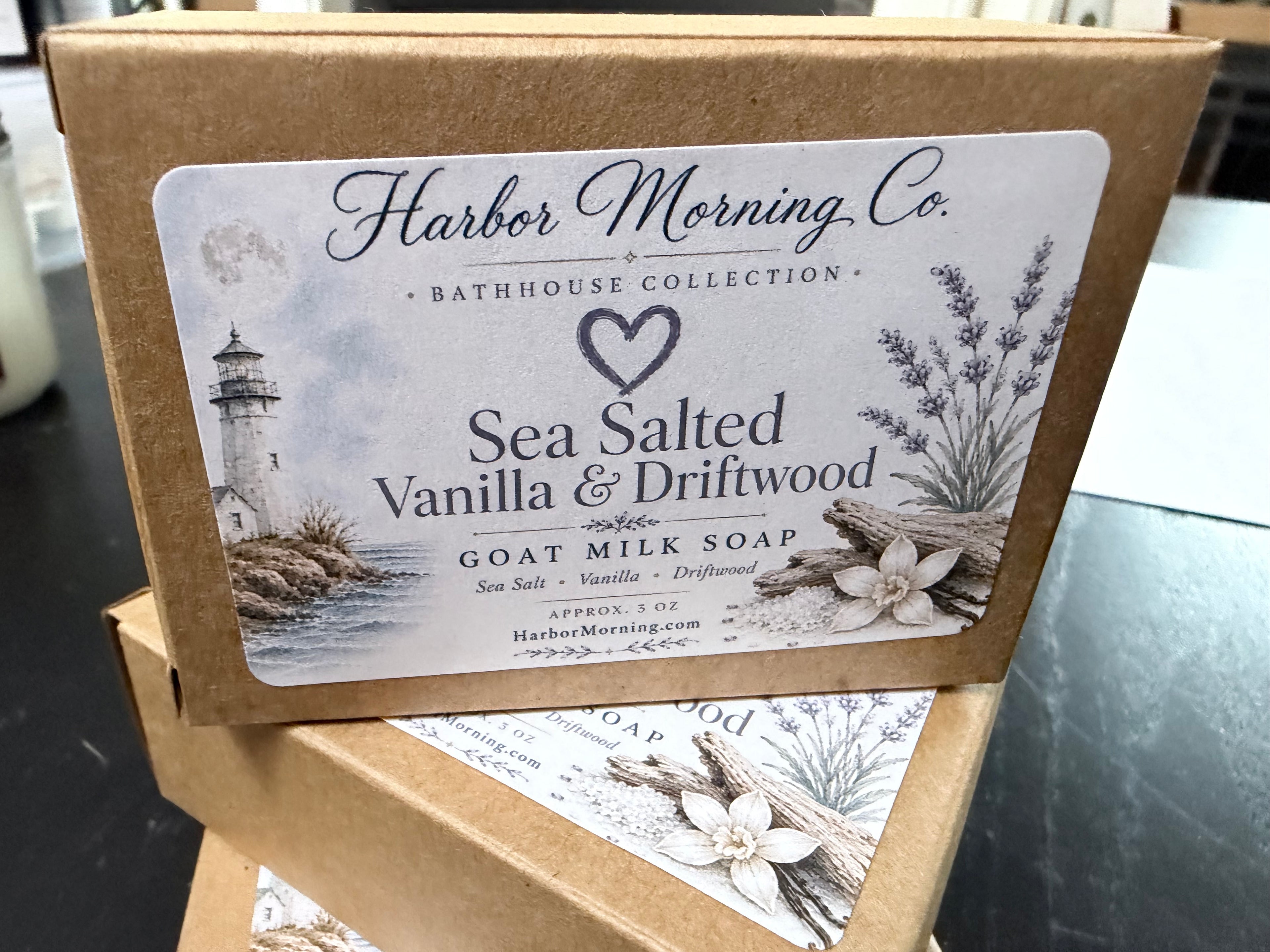 Sea Salted Vanilla & Driftwood | Goat Milk Soap | Ocean Air, Driftwood & Soft Vanilla | Handmade by Harbor Morning Co.