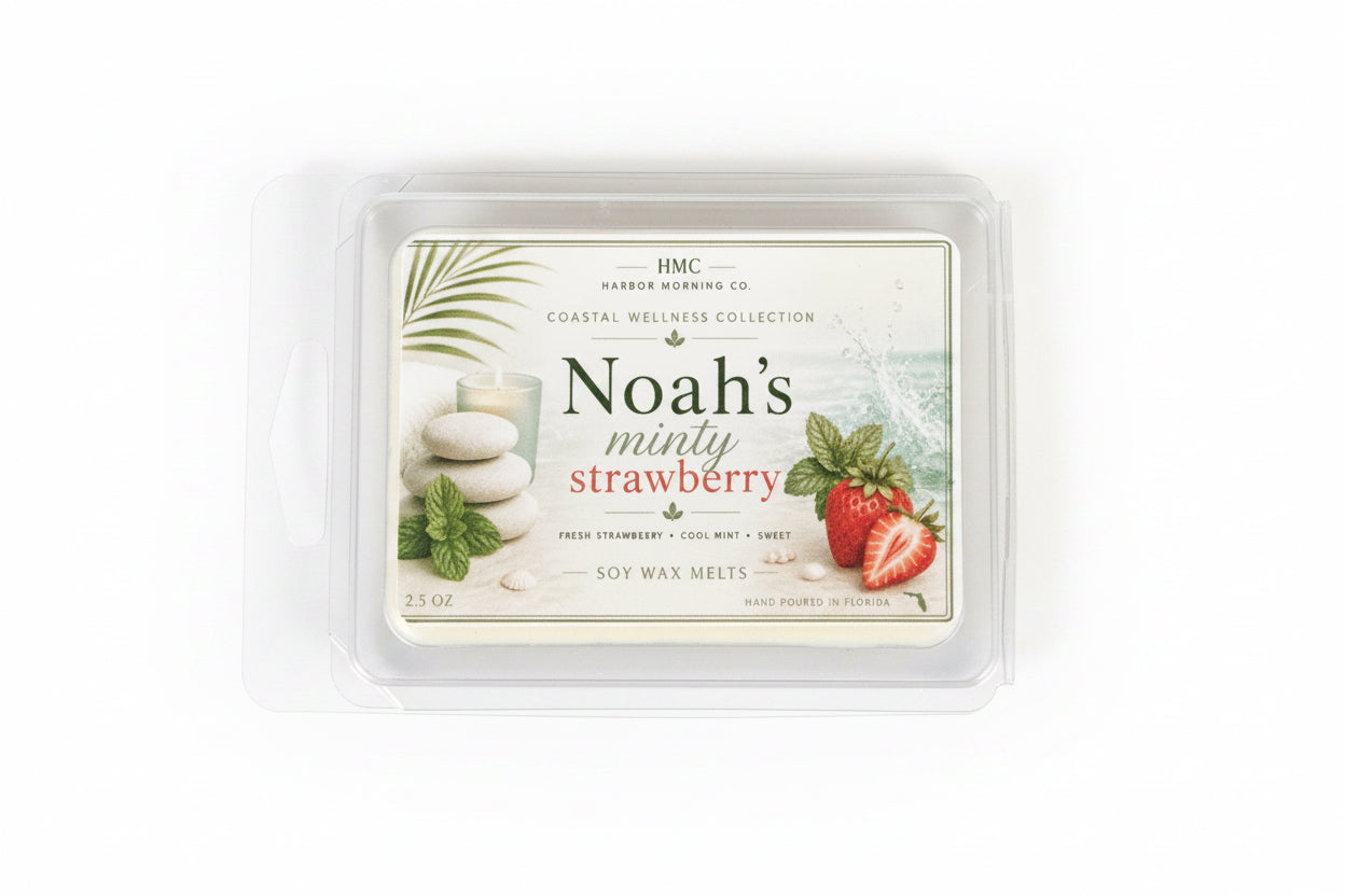 Noah's Minty Strawberry scented wax melts by Harbor Morning Co.