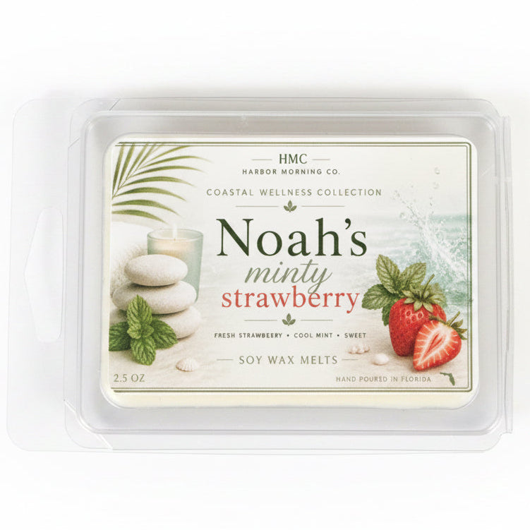 Noah's Minty Strawberry scented wax melts by Harbor Morning Co.