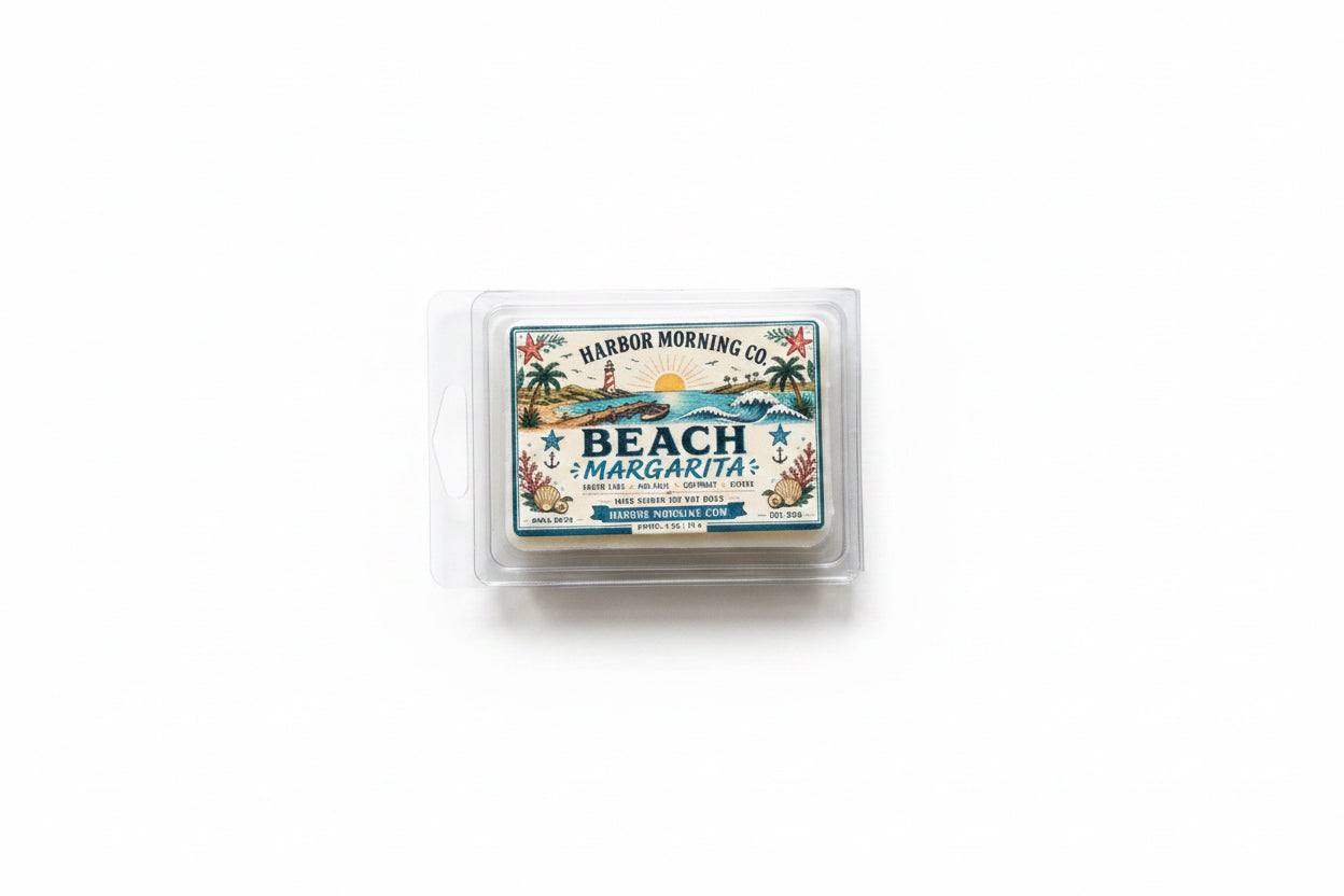Beach Margarita scented wax melts in clamshell packaging