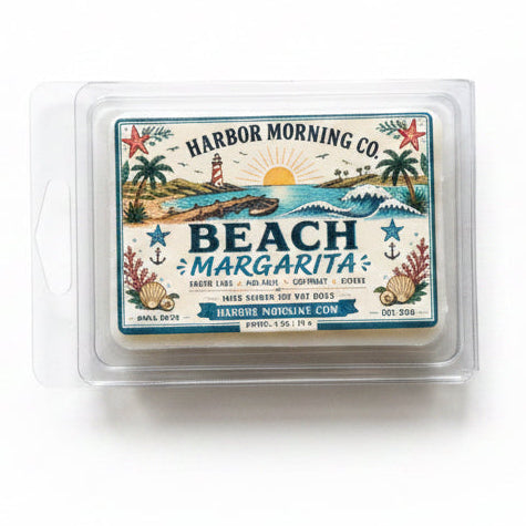 Beach Margarita scented wax melts in clamshell packaging
