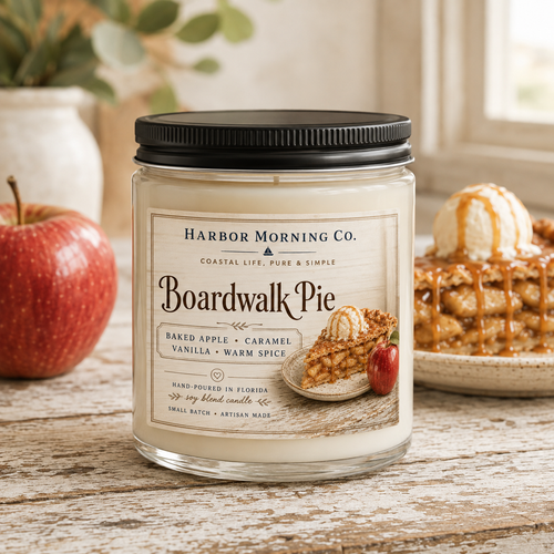 Boardwalk Pie 8 oz soy candle by Harbor Morning Co.