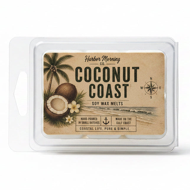 Coconut Coast scented wax melts by Harbor Morning Co.