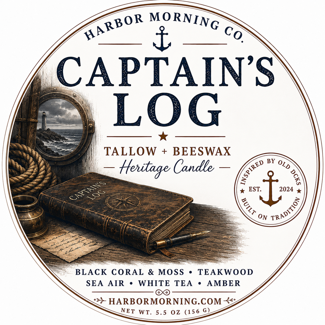Captain's Log | 5.5 oz Heritage Tallow & Beeswax Candle