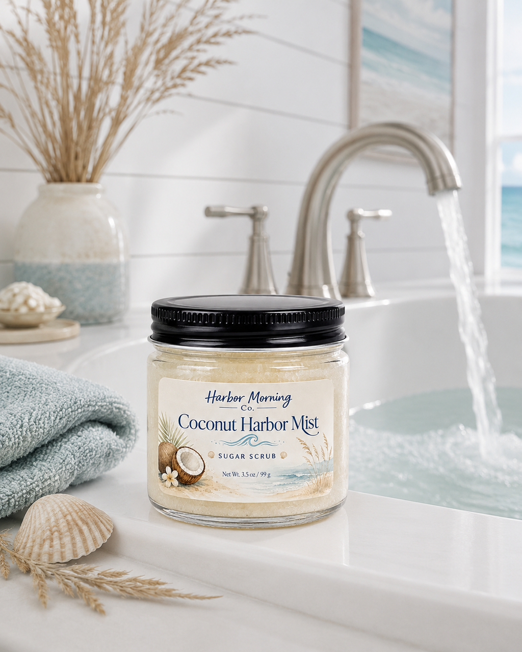 Coconut Harbor Mist Sugar Scrub | Travel-Friendly Coastal Body Scrub