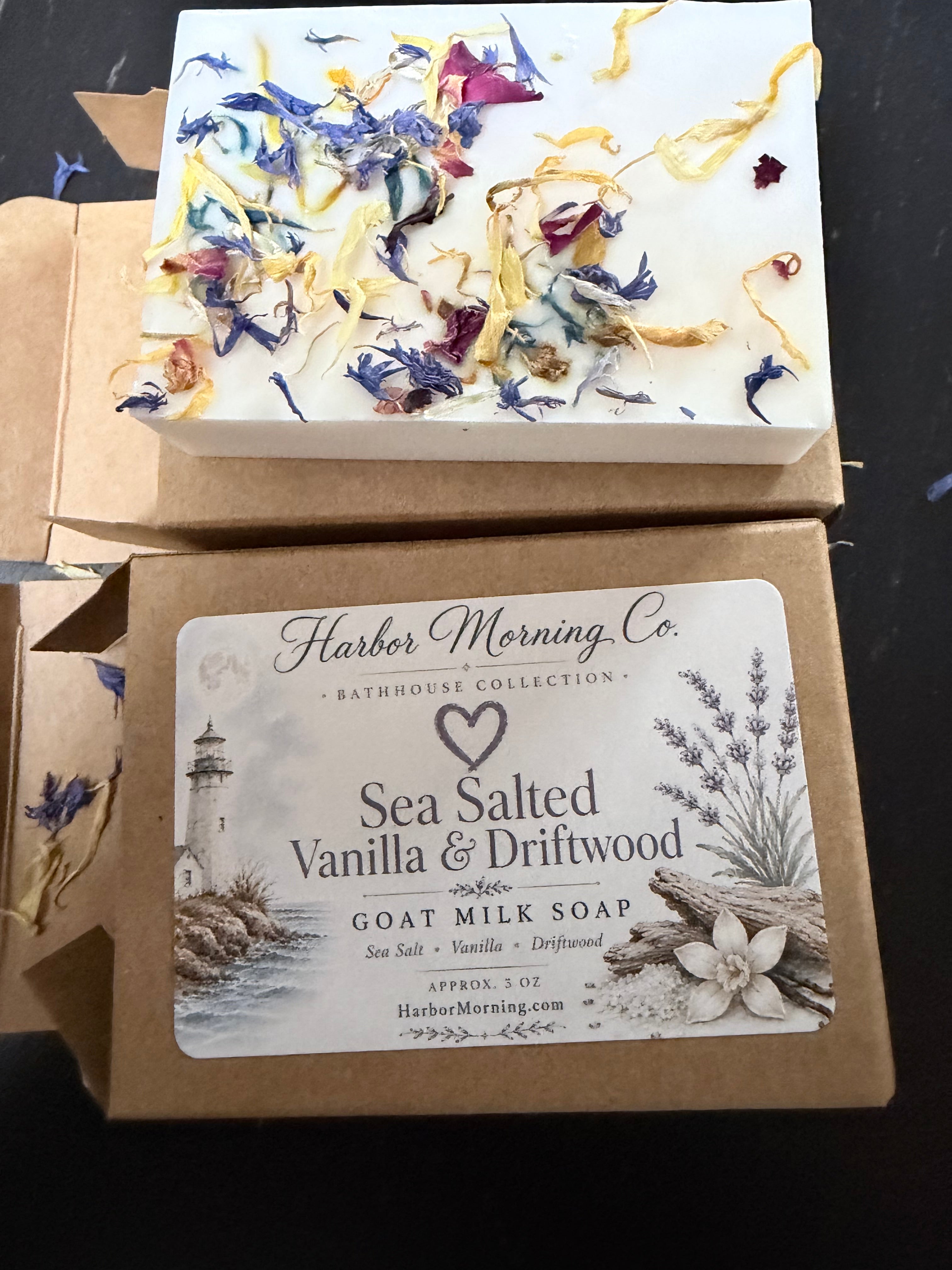 Sea Salted Vanilla & Driftwood | Goat Milk Soap | Ocean Air, Driftwood & Soft Vanilla | Handmade by Harbor Morning Co.