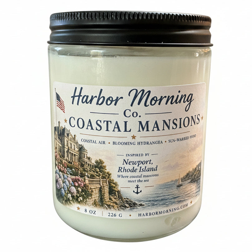 Coastal Mansions 8 oz soy candle by Harbor Morning Co.