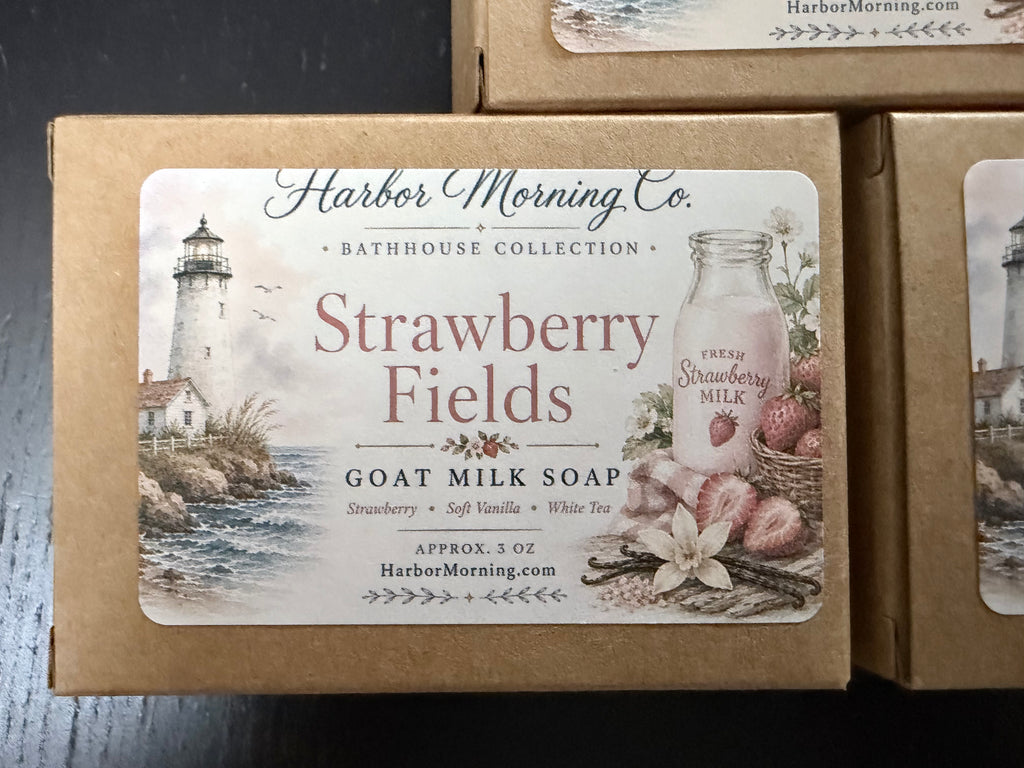 Strawberry Fields | Goat Milk Soap | Ocean Air, Driftwood & Strawberry Vanilla | Handmade by Harbor Morning Co.