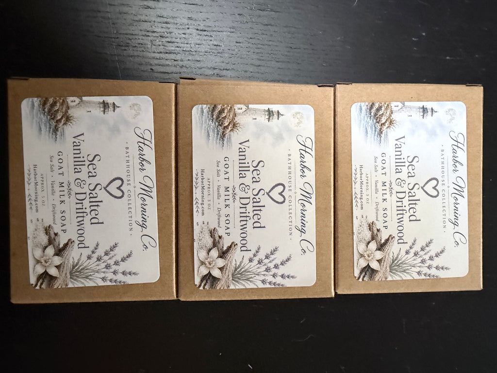 Sea Salted Vanilla & Driftwood | Goat Milk Soap | Ocean Air, Driftwood & Soft Vanilla | Handmade by Harbor Morning Co.