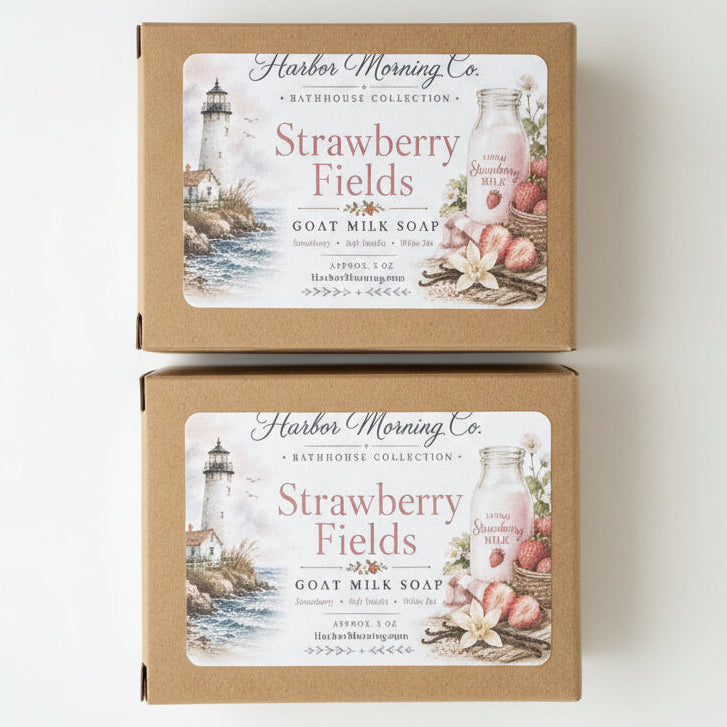 Strawberry Fields goat milk soap by Harbor Morning Co.