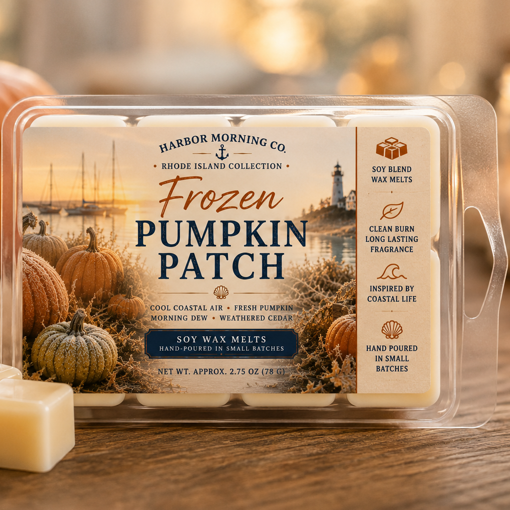 Frozen Pumpkin Patch wax melts on a table with pumpkins