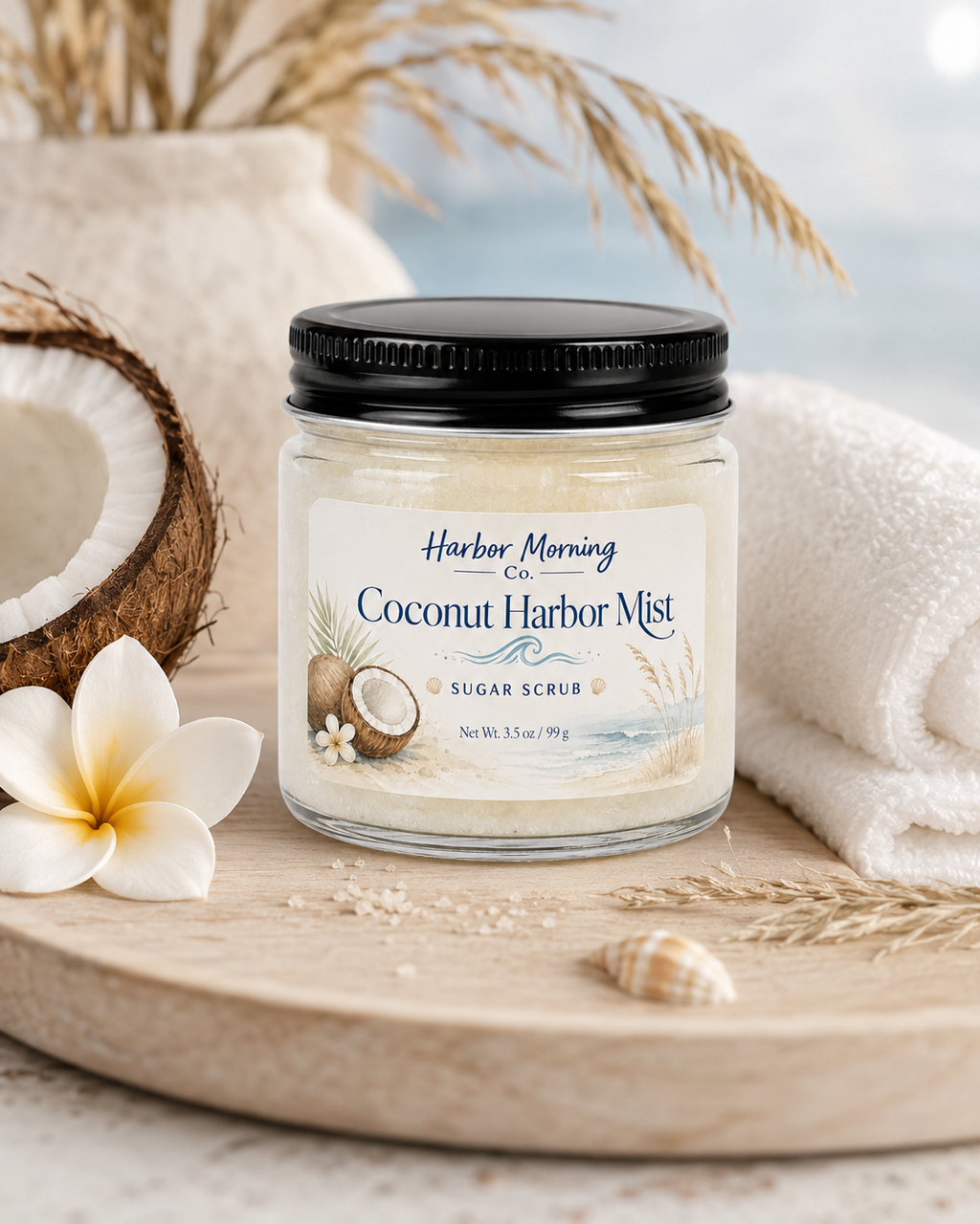 Coconut Harbor Mist Sugar Scrub | Travel-Friendly Coastal Body Scrub