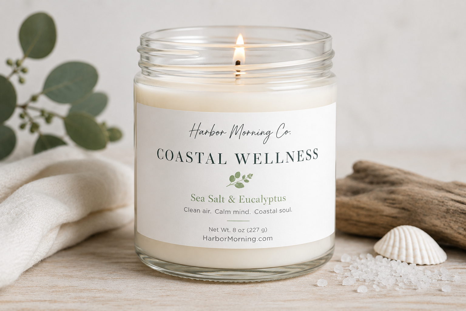 Coastal Wellness Candle – Sea Salt & Eucalyptus