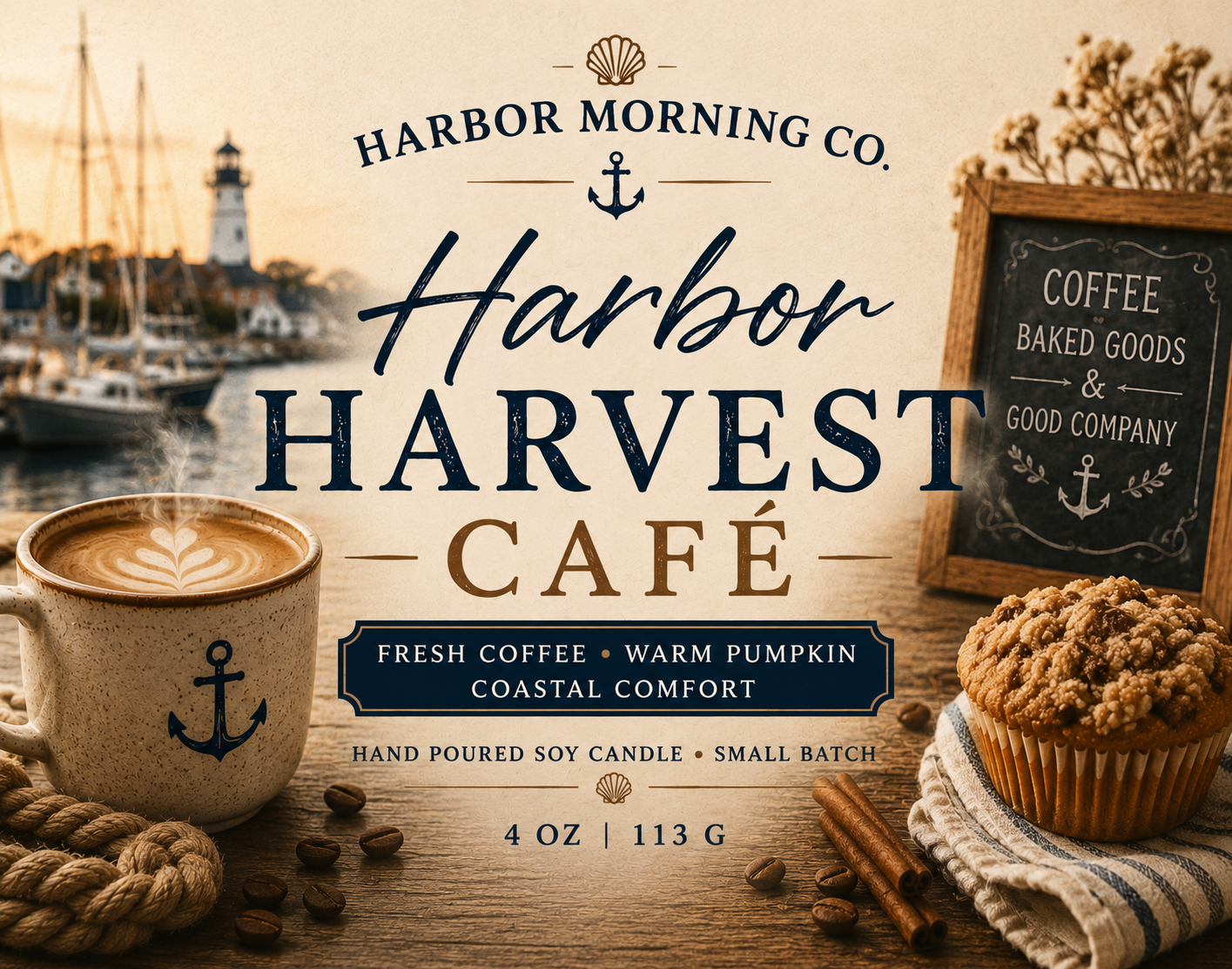 Harbor Harvest Café | Pumpkin & Fresh Coffee 8oz Soy Candle