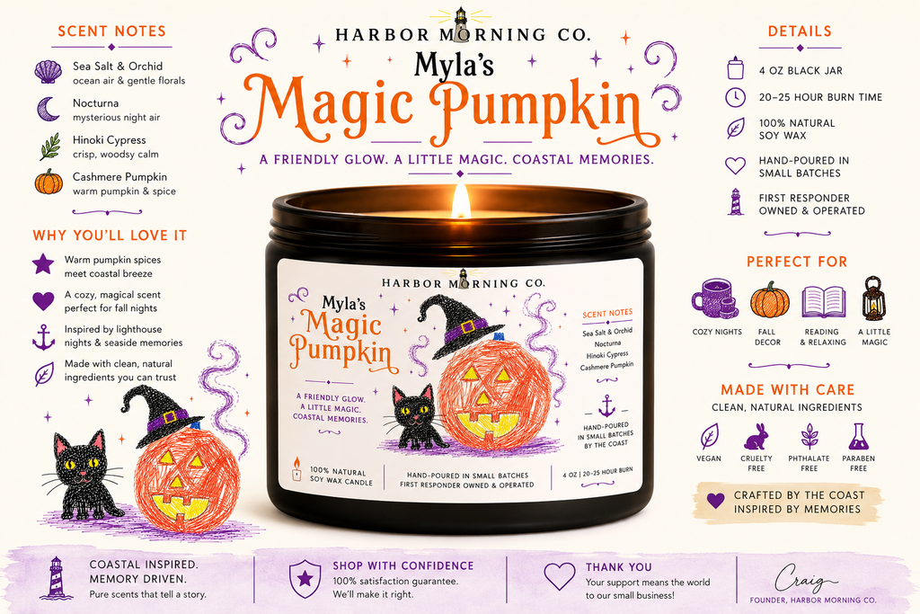 Myla’s Magic Pumpkin | Coastal Halloween Soy Candle | 4oz