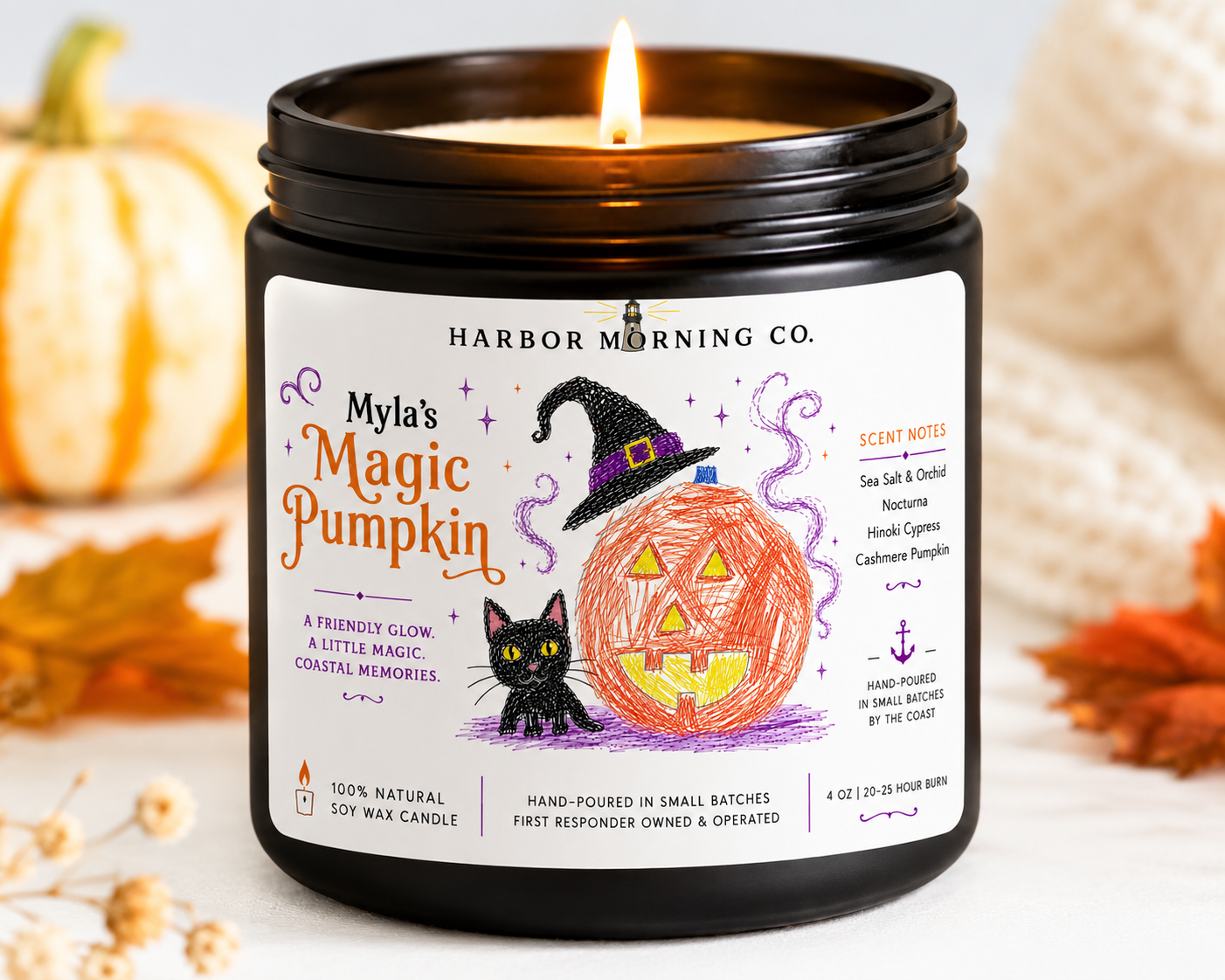 Myla’s Magic Pumpkin | Coastal Halloween Soy Candle | 4oz