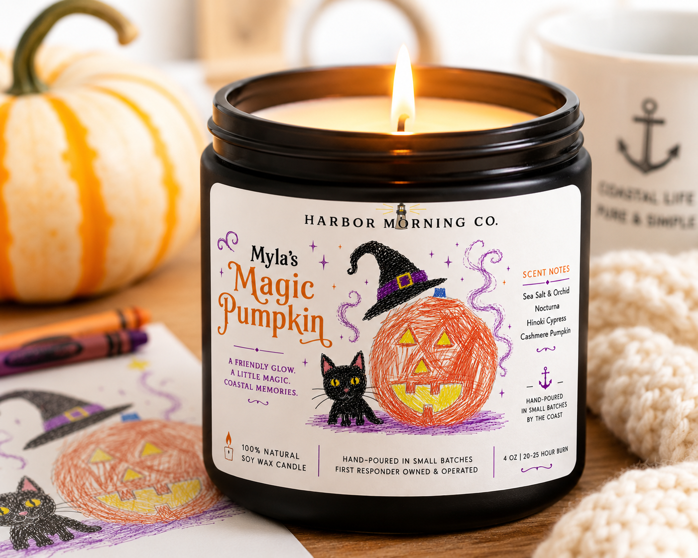Myla’s Magic Pumpkin | Coastal Halloween Soy Candle | 4oz
