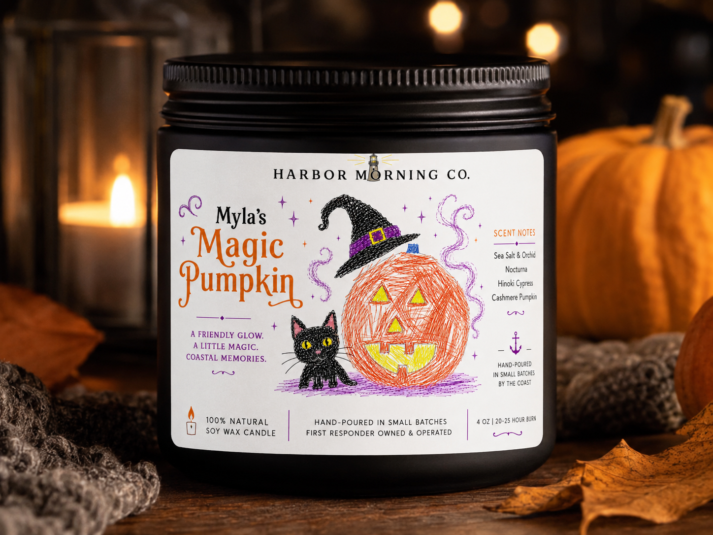 Myla’s Magic Pumpkin | Coastal Halloween Soy Candle | 4oz