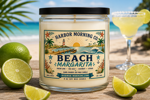 Beach Margarita 8 oz coastal soy candle by Harbor Morning Co.