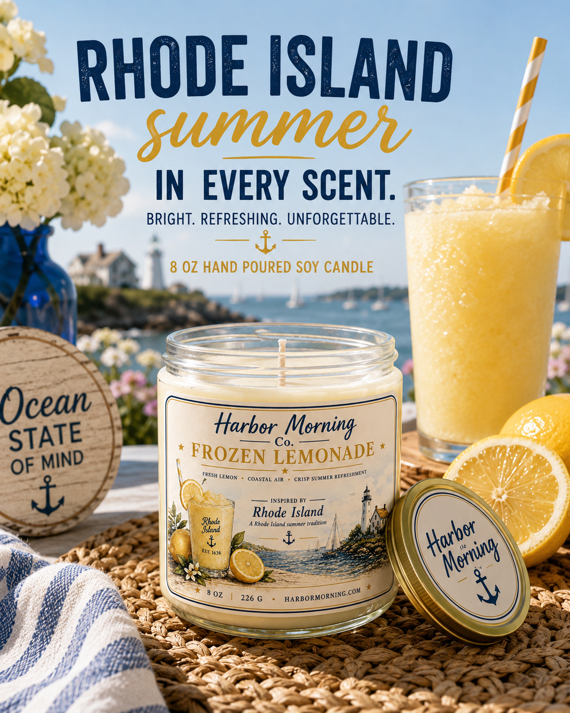 Frozen Lemonade 8 oz Candle | Rhode Island Summer Citrus Soy Candle