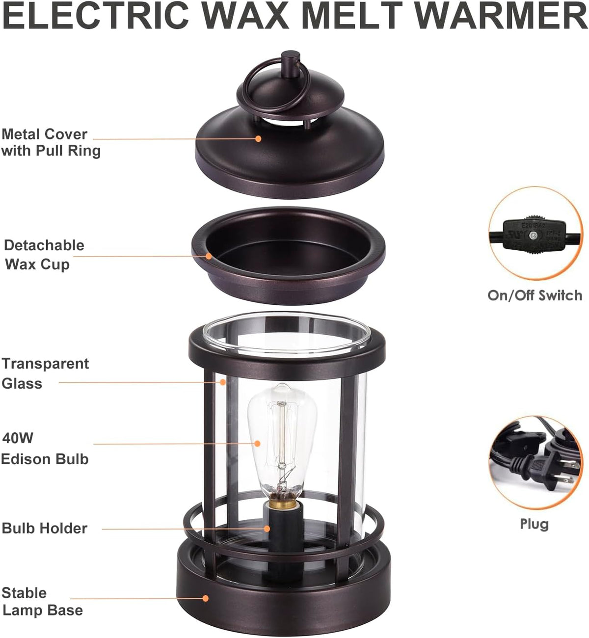 ORJG lantern-style wax warmer with 40 watt bulb