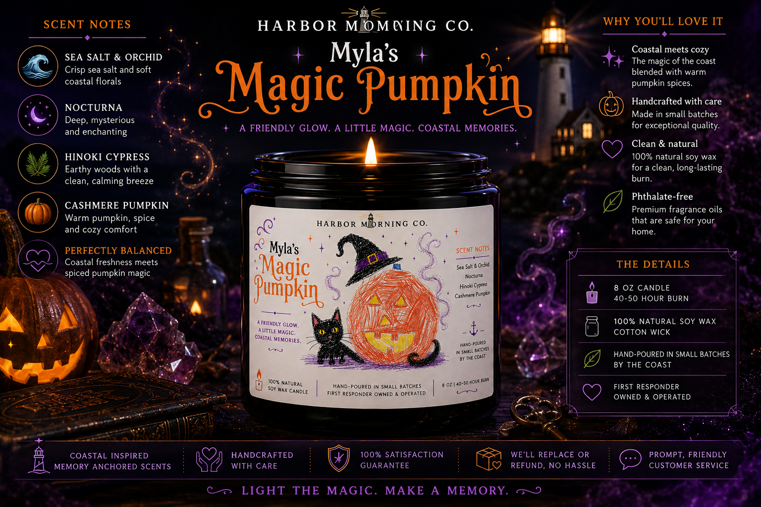 Myla’s Magic Pumpkin | Coastal Halloween Soy Candle | 8oz