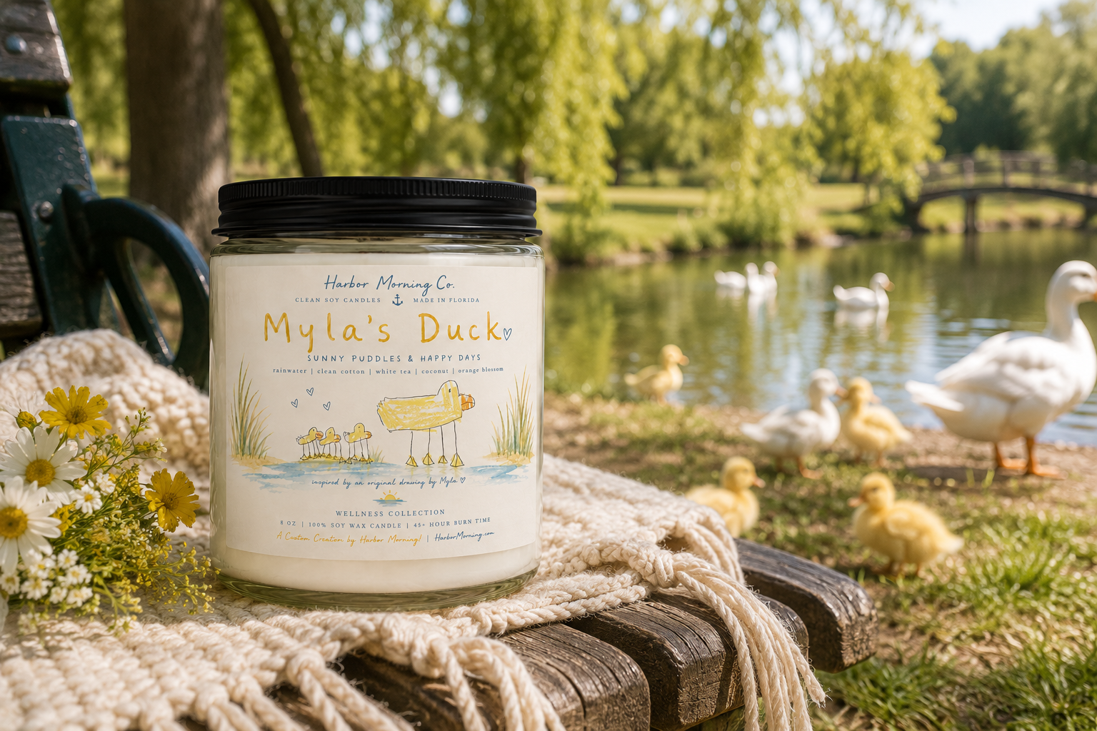 Myla's Duck Candle | Child Artwork Inspired Coastal Soy Candle | Harbor Morning Co.