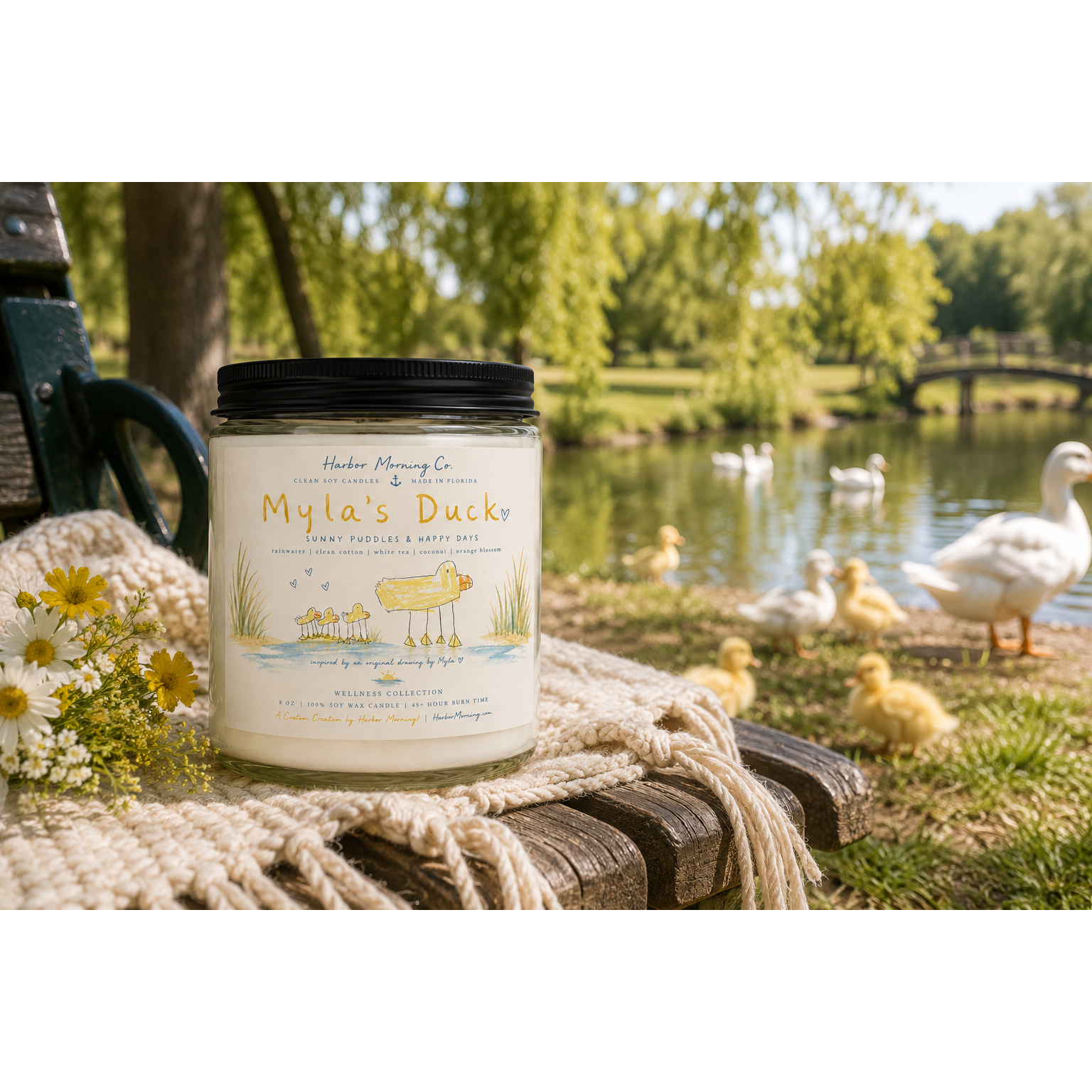Myla's Duck 4 oz soy candle by Harbor Morning Co.