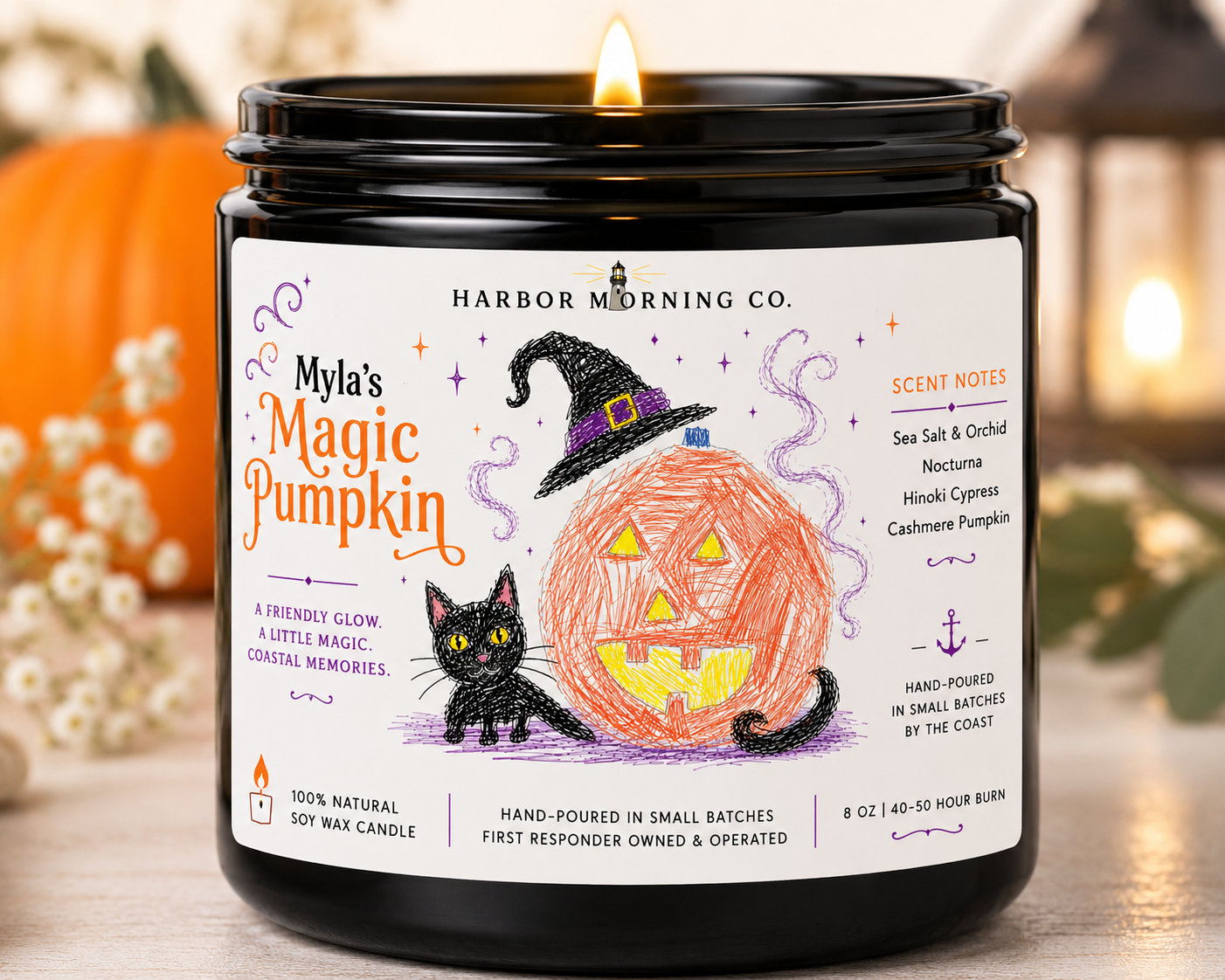 Myla’s Magic Pumpkin | Coastal Halloween Soy Candle | 8oz