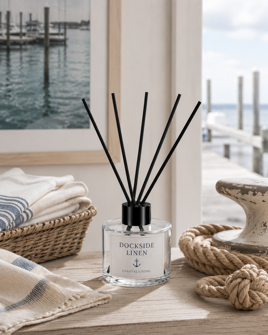 Dockside Linen reed diffuser by Harbor Morning Co.