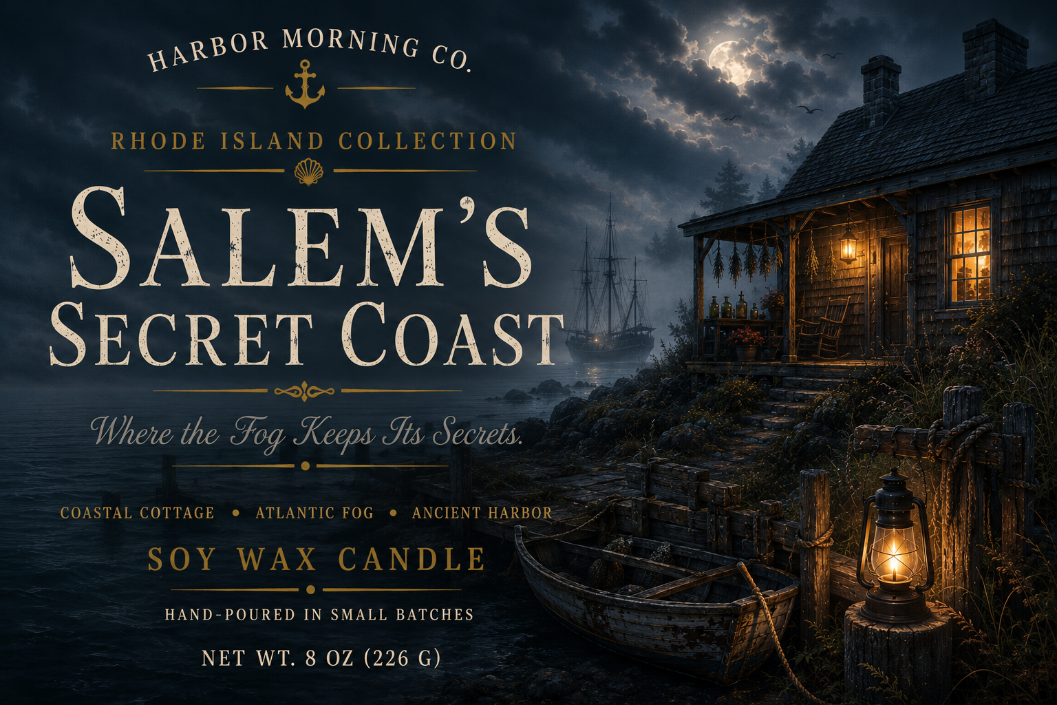Salem's Secret Coast | Hand-Poured Coastal 8oz Soy Candle