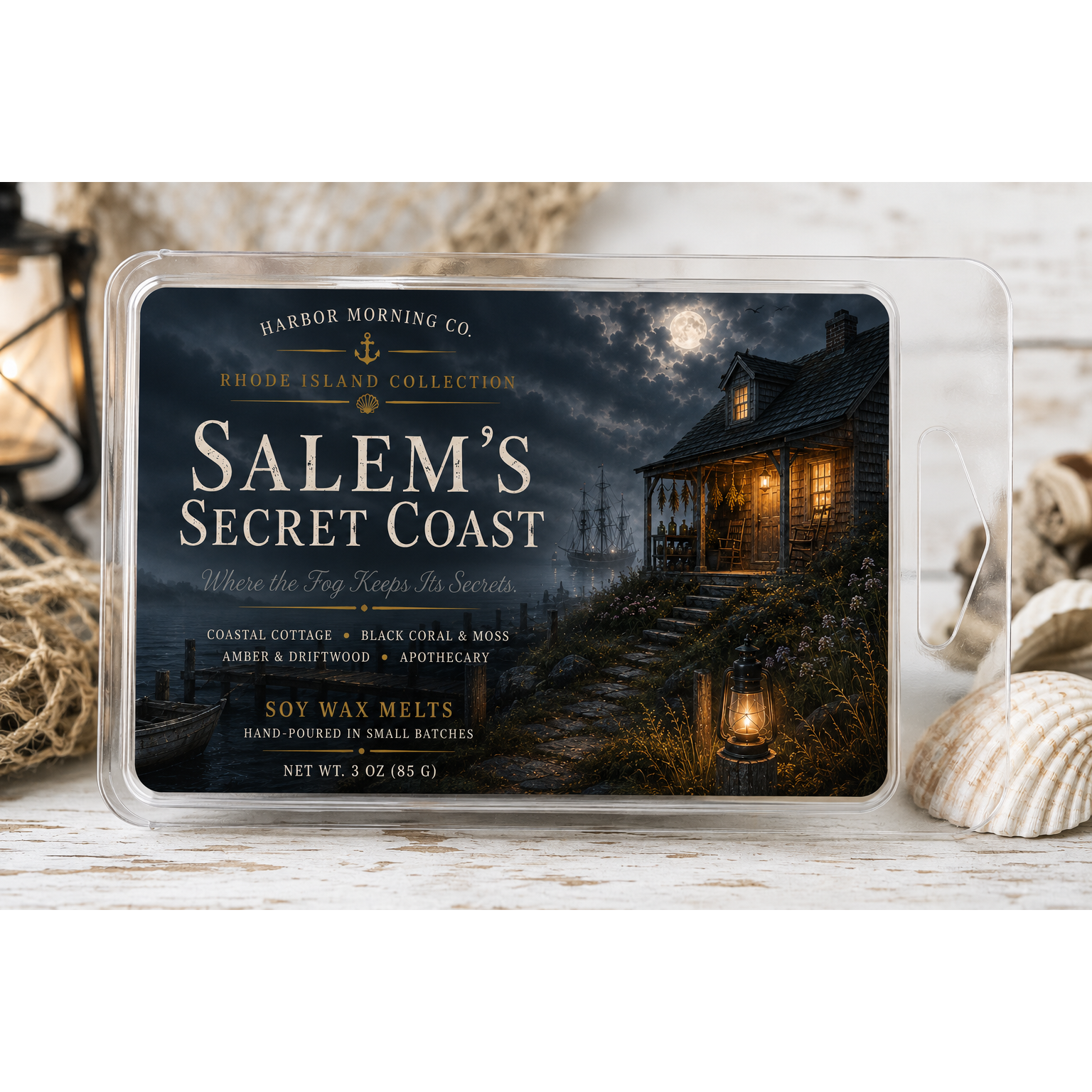 Salem's Secret Coast coastal Halloween soy wax melts by Harbor Morning Co.