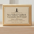 Sea Salted Vanilla & Lavender Driftwood goat milk soap in kraft box by Harbor Morning Co.