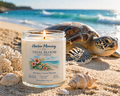 Harbor Morning Co. Tidal Bloom 8oz hand-poured coastal floral soy candle with sea turtle design — ocean air scent