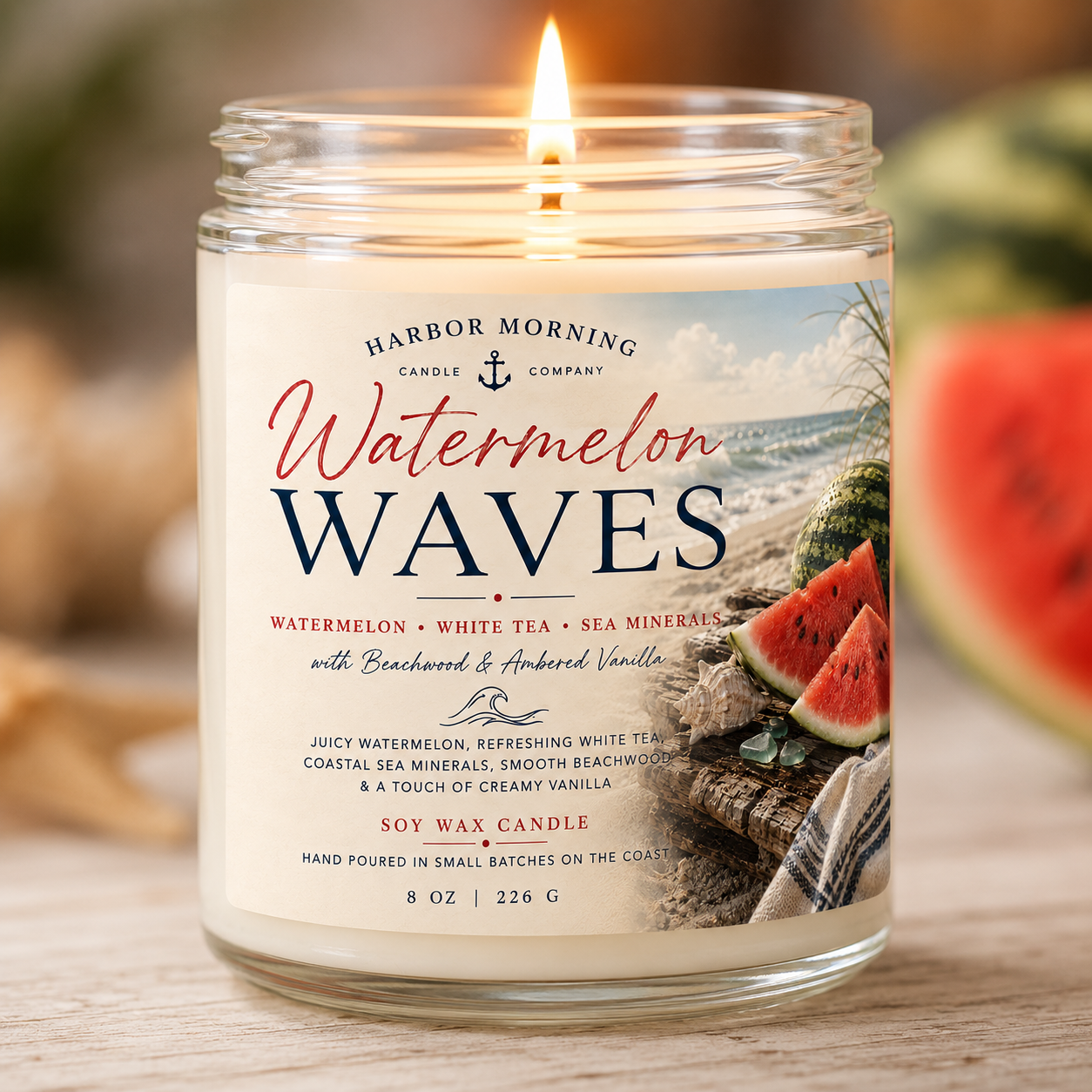 Watermelon Waves | Juicy Watermelon Coastal 4oz Soy Candle