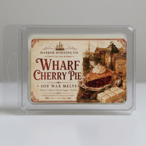 Wharf Cherry Pie scented soy wax melts by Harbor Morning Co.
