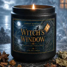 Witch's Window gothic Halloween soy candle by Harbor Morning Co.