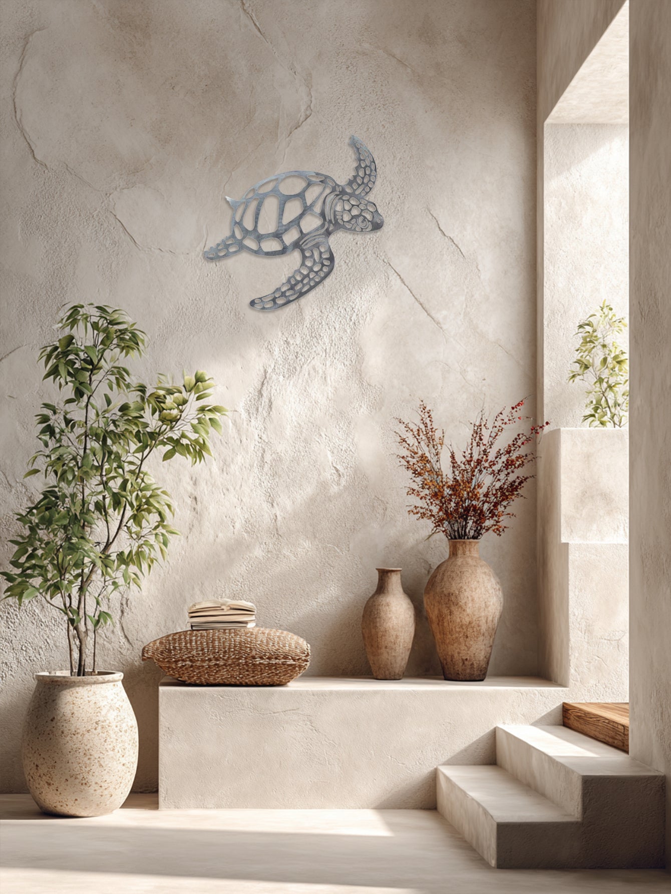 Rustic Sea Turtle Metal Wall Decor - Coastal Beach House