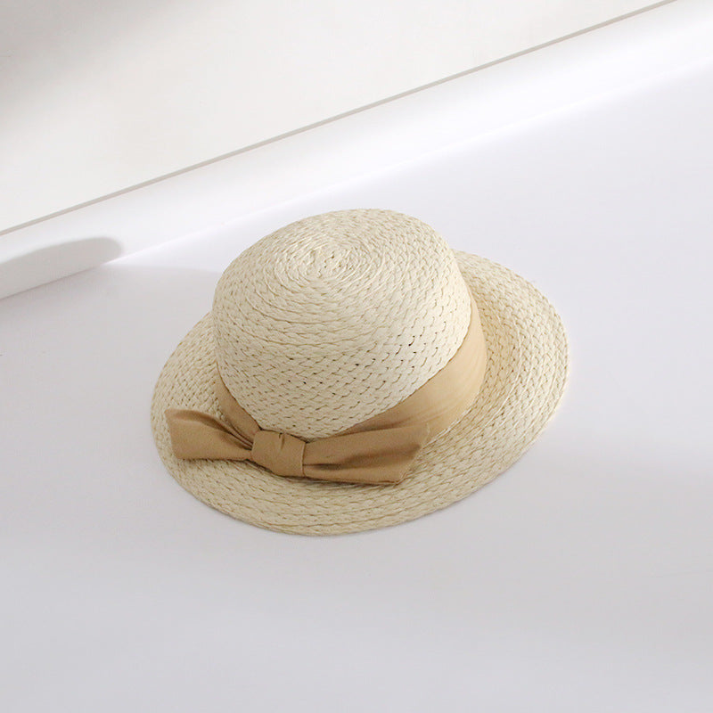 Bow Big Brim Straw Bucket Hat Sweet Beach