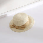 Bow Big Brim Straw Bucket Hat Sweet Beach