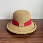 Bow Curling French Straw Hat