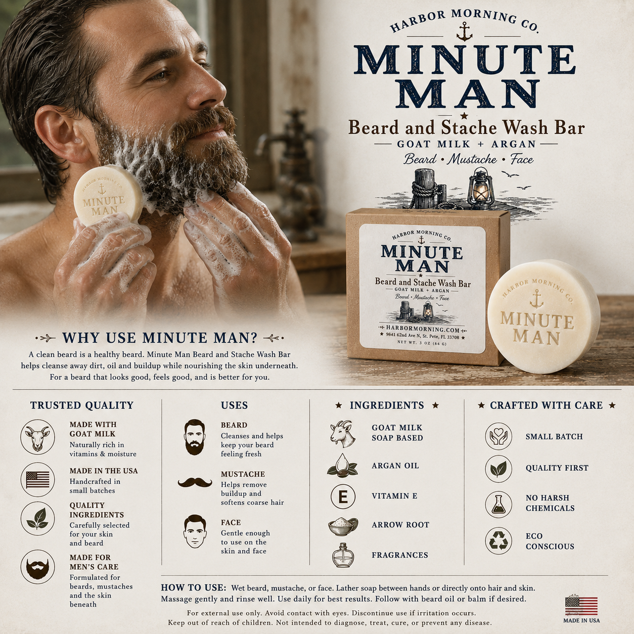 Mini Beard & Stache Soap | Men’s Facial Hair Cleansing Bar
