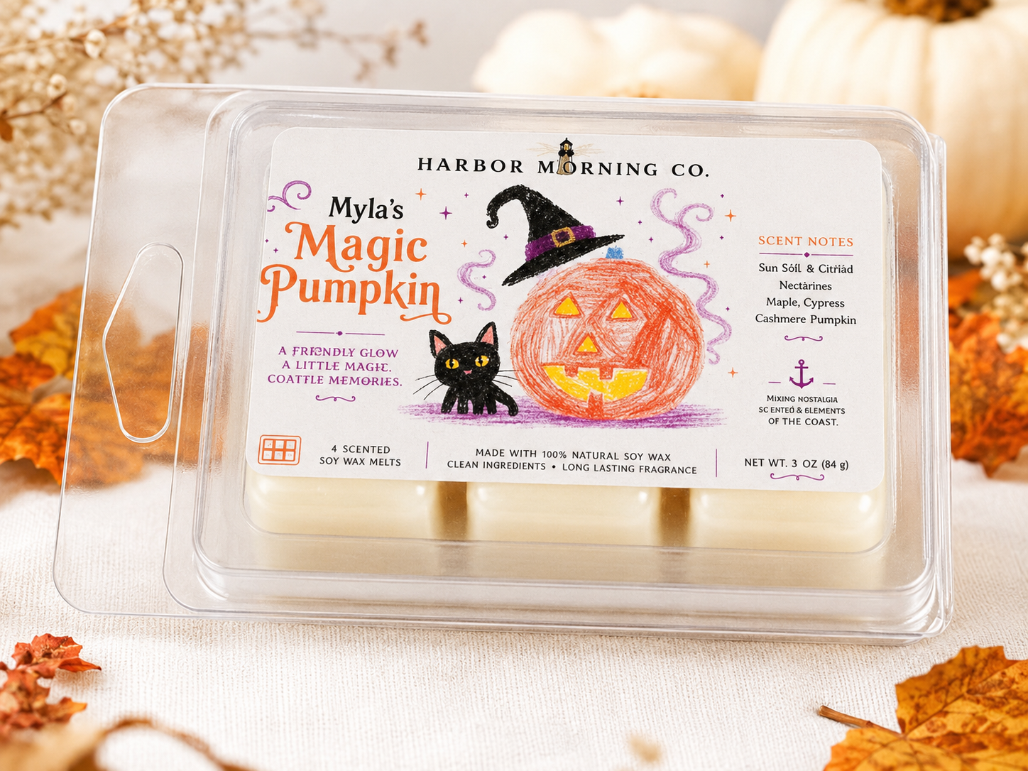 Myla's Magic Pumpkin soy wax melts by Harbor Morning Co.
