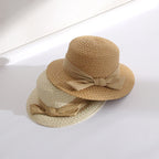 Bow Big Brim Straw Bucket Hat Sweet Beach