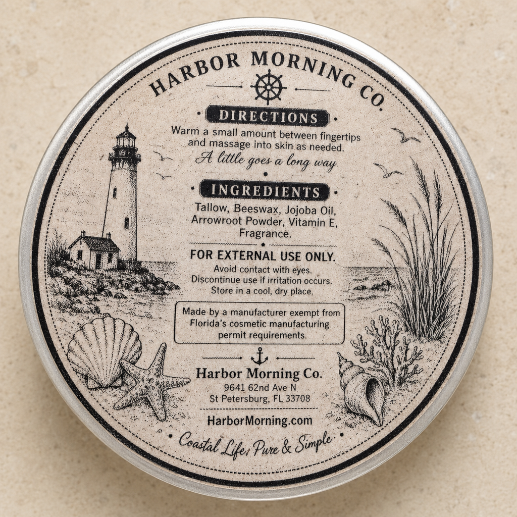 Coastal Barbershop Beard Balm directions ingredients and safety label