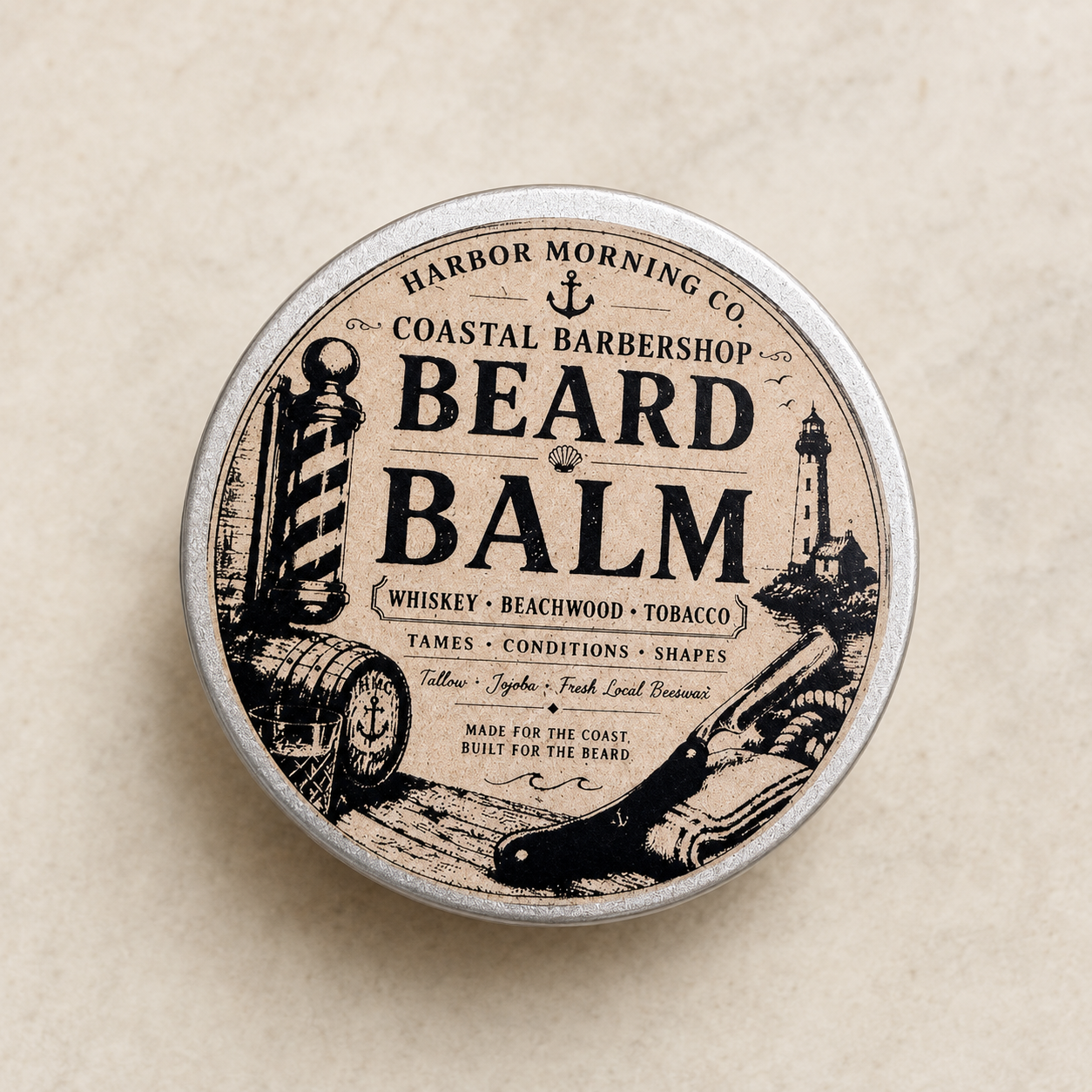 Harbor Morning Co. Coastal Barbershop Beard Balm 5 oz tin