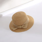 Bow Big Brim Straw Bucket Hat Sweet Beach