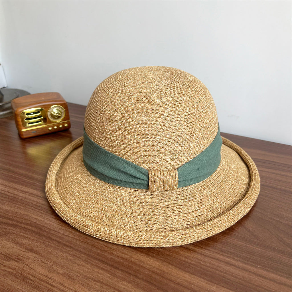 Bow Curling French Straw Hat